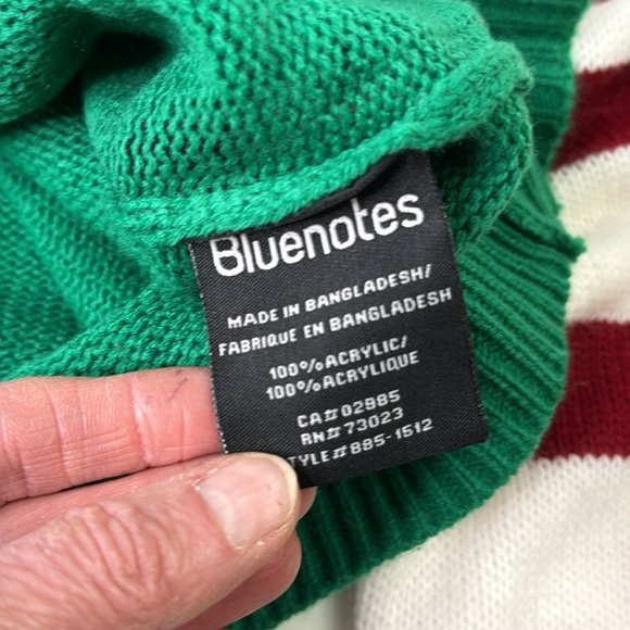 Bluenotes Men's Green Elf Ugly Christmas Holiday Sweater - Picture 6 of 7